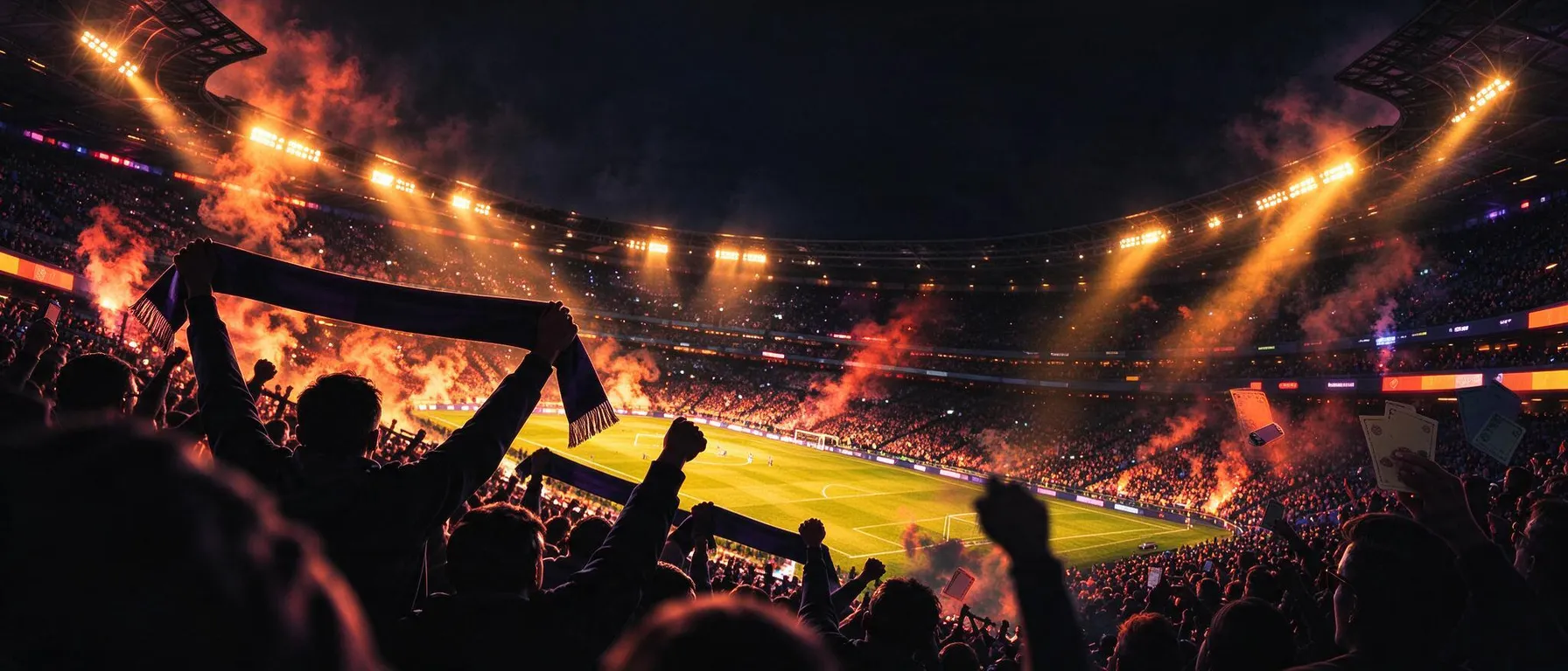 Full-bleed atmospheric backdrop behind the welcome-offer copy: a casino table, live studio or prize scene with quiet, low-detail areas so headline text stays readable; never slot machines or reels. For sportsbook or sports pages choose the matching sport preset (an empty arena, court or rink).
